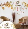 Flowers Koi Fish Carps with Chinese Old Sayings Harmonious Family Means Wealth Wall Stickers Living Room Bedroom Wall