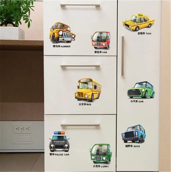 Cartoon Animal Car Wall Sticker for Bedroom Kindergarten Wall Decor Xh 3216