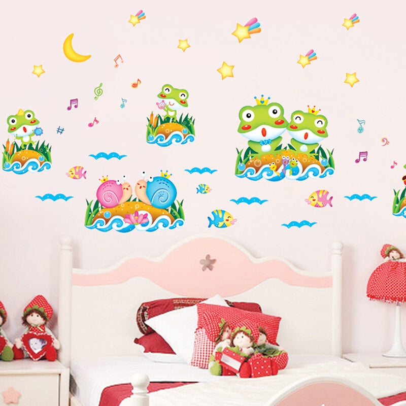 Cute Cartoon Frog Children's Room Bedroom Bathroom Kindergarten Decoration Creative Water Removable Wall Sticker size 50x70 xy8133