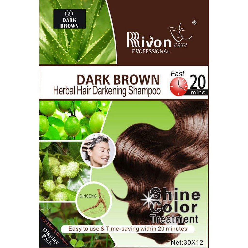 Rivon Herbal Hair Darkening Shampoo - Dark Brown  rhcsdbz2c-e