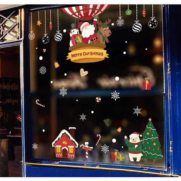 Border Wall Paste Christmas Tree Shop Shop, Glass Paste Window Door Decoration, Santa Claus Paste Paper Window Flower