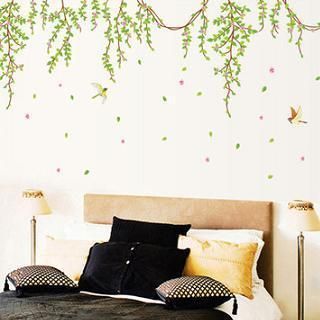 Hanging Leaf Twigs Wallpaper Decorative Room Wall Stickers XL AY9085