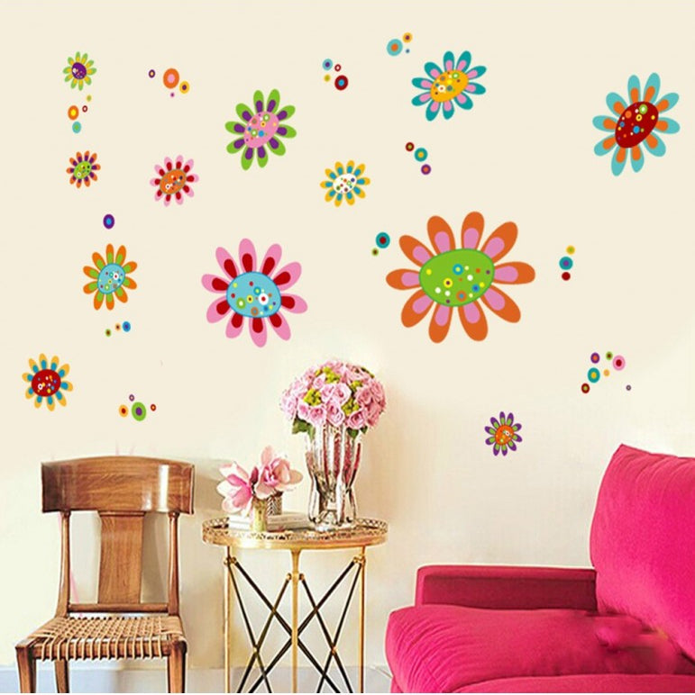 Children's vinyl decal flower head with polka dots size 60x90 jm8322