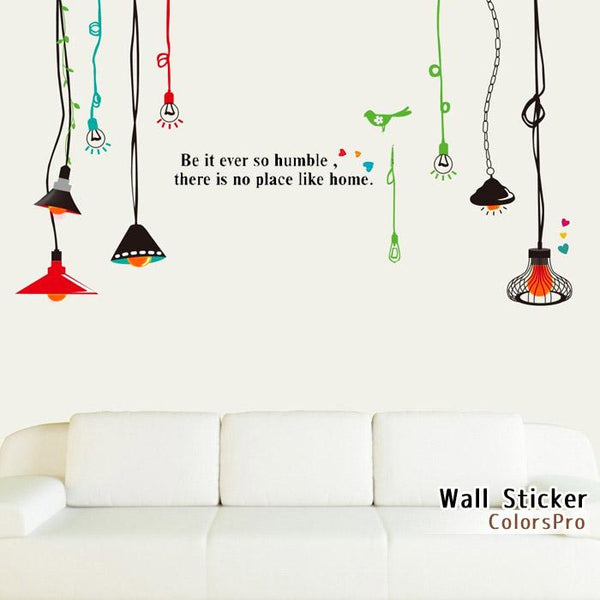 Wall Sticker, Bulb Light, Lighting, Retro Bulb with Shade, Vintage Style, Pop Wall Decor, Interior Sticker, Wall Decor *Wallsticker* size 60x90   dlx9173