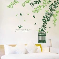 Ay968 Corner Green Floral With Cage and Birds