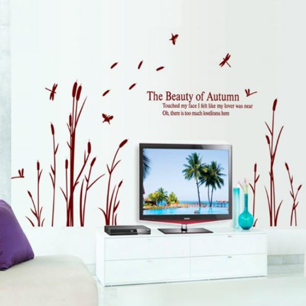 ELECTROPRIME Home Accent DIY Mural Dragonfly Bulrush Wall Sticker size 6x90 ay9023b