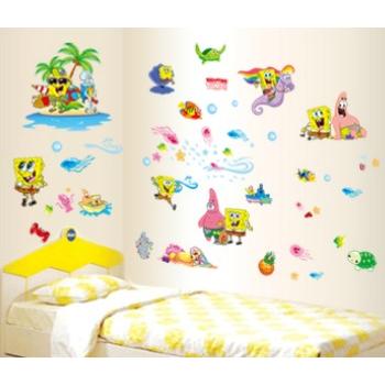 Cute Spongebob Wall Stickers for Kids' Rooms, Removable Wall Decals, Interior Stickers, Disney, Birthday size 60x90   df9909