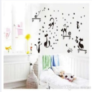 Can remove wall stickers TV background cabinet decorative cartoon black cats wall stickers waterproof arts wall mural decals