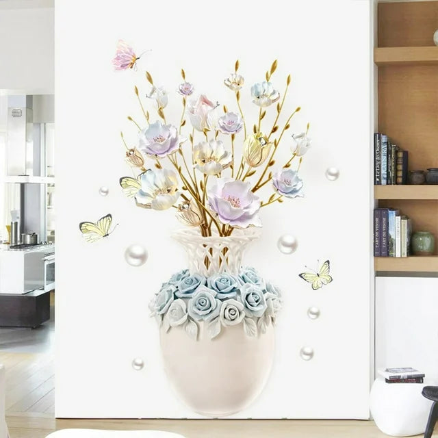 GS9917 vase wall stickers living room room wall decoration stickers bedroom background wall self-adhesive wall flowers