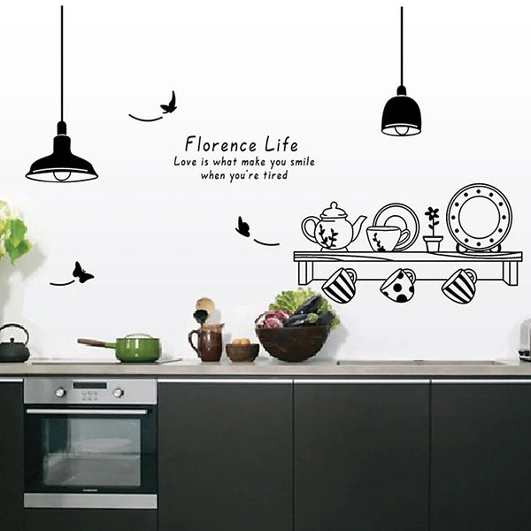 Wall decal for kitchen decoration - Kitchen shelf and teapot - product code AY9138