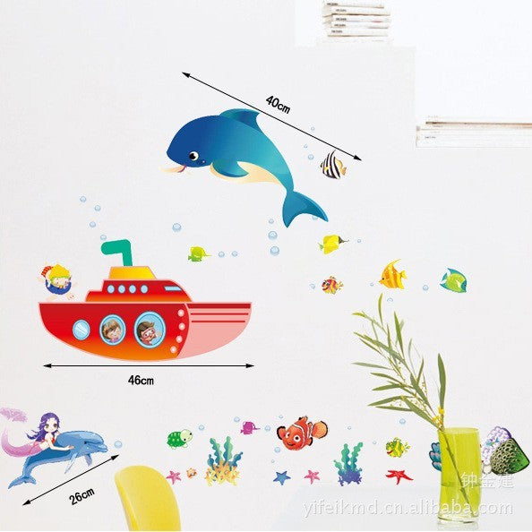 METH AY759 SUBMARINE N DOLPHIN WALLSTICKER WAL STIKER