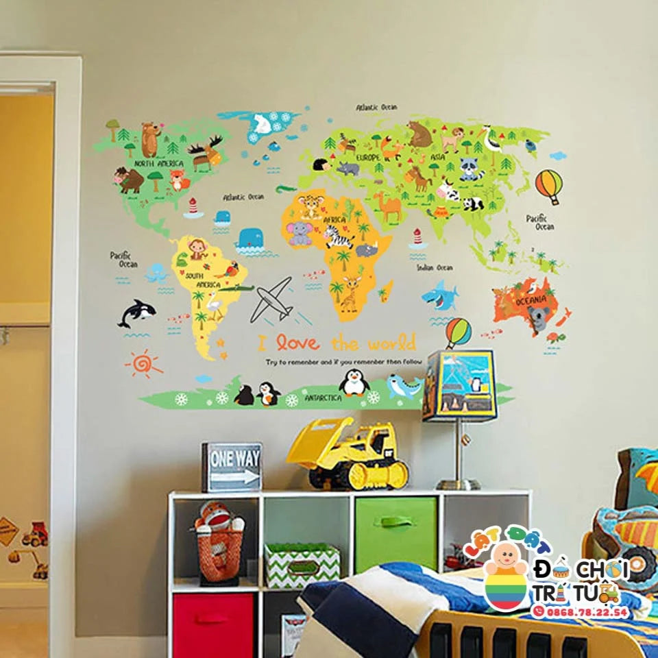 Stiker Dinding Map Animal acb1049 Wall Sticker Wallpaper