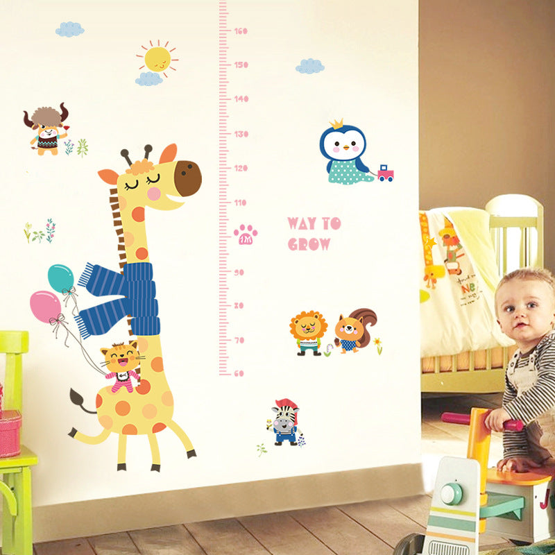 Sk9165 Cartoon Giraffe Height Kids Wall Sticker