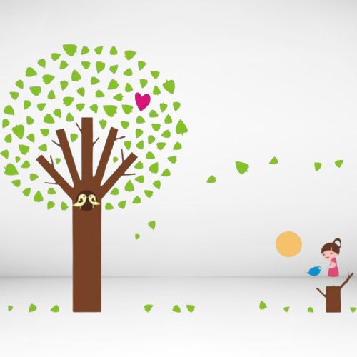 Wall Sticker, Heart Sprouting Tree, 60x90cm, Wallpaper Sticker, Rental Friendly, Removable, DIY, Redecorating, Interior, Tree, Leaf, Heart, Cute size 60x90 ay846