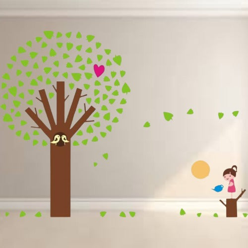 Wall Sticker, Heart Sprouting Tree, 60x90cm, Wallpaper Sticker, Rental Friendly, Removable, DIY, Redecorating, Interior, Tree, Leaf, Heart, Cute size 60x90 ay846