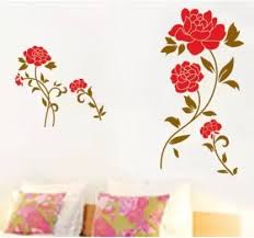 Wall Sticker Red Flowers Home Decoration Giant Wall Decals