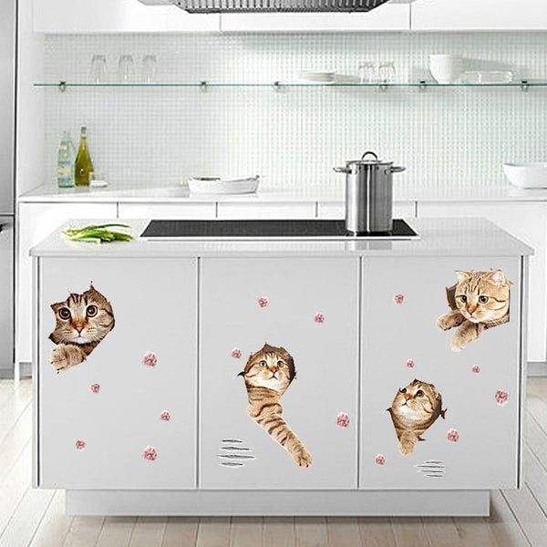 【IKE】DIY Wall Stickers 3D Cats Stickers Bedroom Living Room Cabinets Corridors Glass Doors and Windows Home Decoration Stickers size 50x70 sk7116