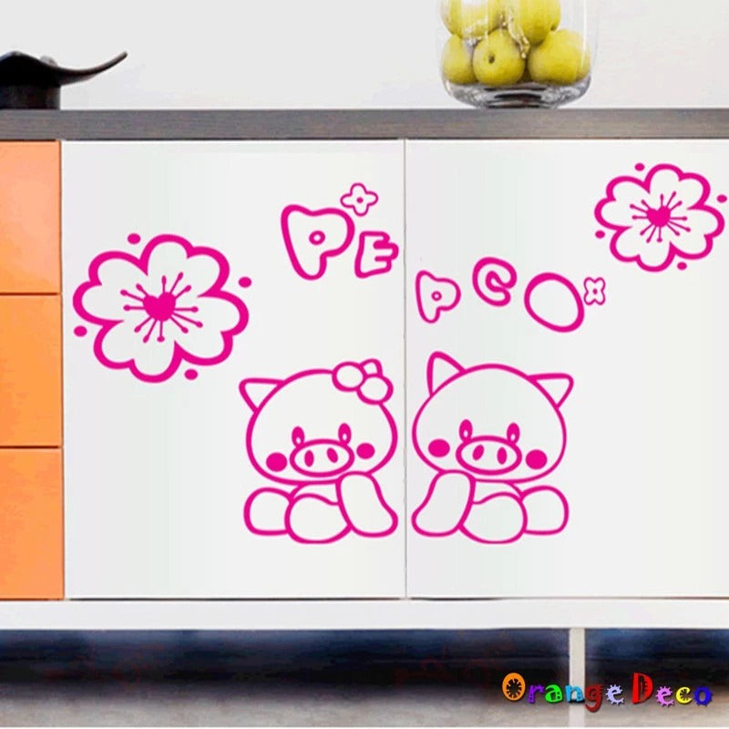 Couple pink bear  environmentally friendly removable wall stickers size 60x90 df5085
