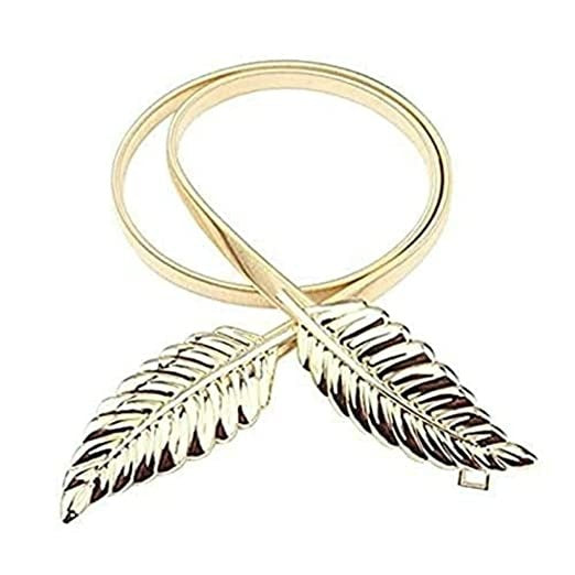 badgeFlower Leaf Shape Belts For Women Wedding Designer Elastic Girl Stretch Skinny Waist Belt Cummerbunds Metal Female Belt ceinture