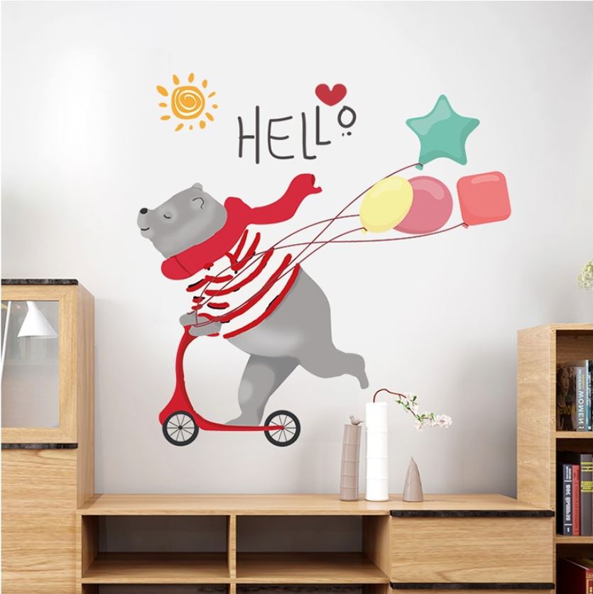 Cute Bear Bear Wall Sticker Removable Decoration Xl8387