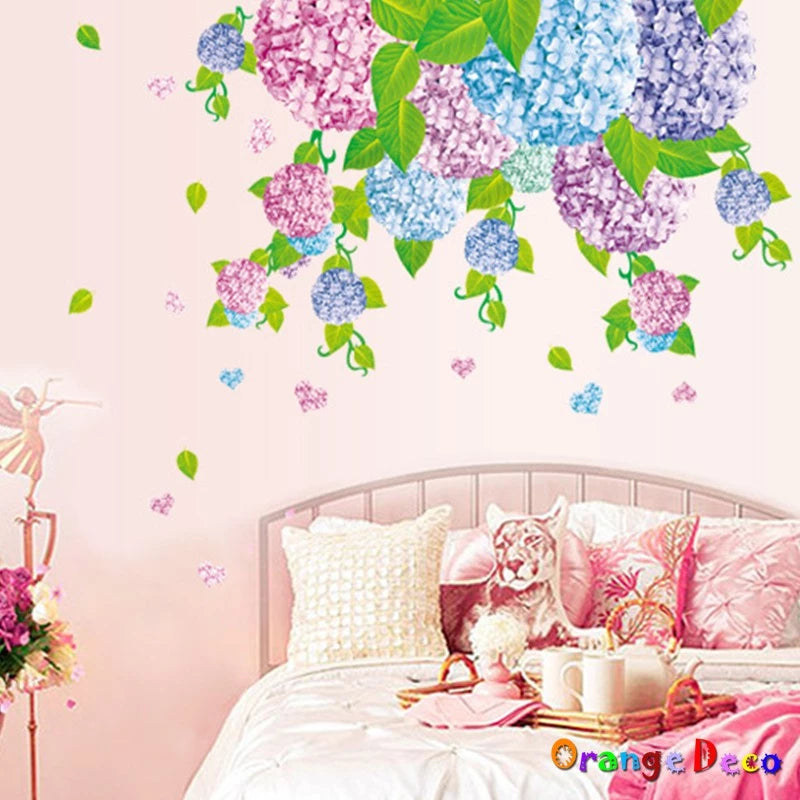 Orange Design] Hydrangea Flower Wall Sticker Wallpaper DIY Combination Decoration Arrangement Ay8146 size (60x90)