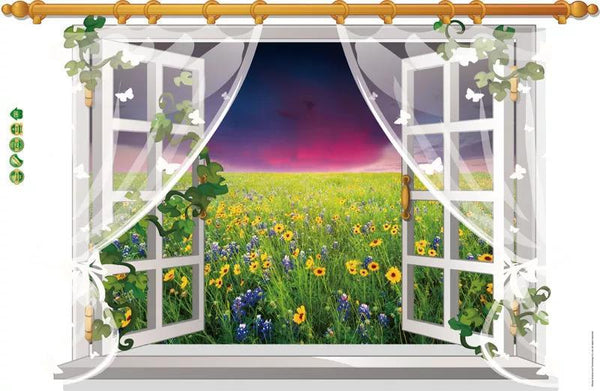SK9020D 3D Wall Sticker Beautiful Flower Sea Wall Stickers Sunset View Vinyl Decals for Family Rooms