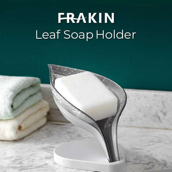 FRAKIN Dish Soap holder Dish Leaf Decorative Drainage Soap Holder Shower with Suction Cups Anti-Collision, Plastic Self Draining Soap Saver for Bathroom, Bar Soap Tray Kitchen Sponge Holder  hrfrpkv1b-1