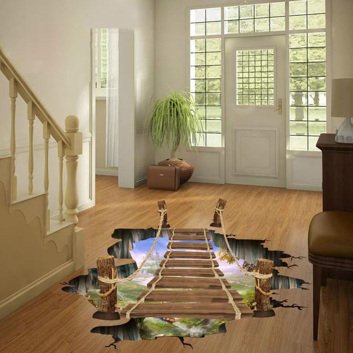 Cheap Wall Stickers 60X90 Xl8129 Wood Bridge Floor Walstiker Wallsticker Guaranteed Ori