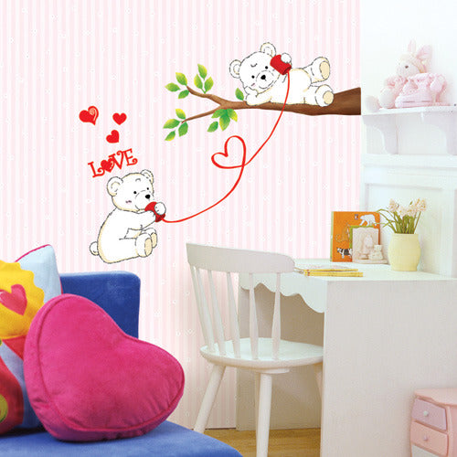 WUDHF Cute bear calling love wall stickers home love and happiness decoration children's room cartoon branches