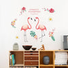 Funif Cute Flower and Flamingo Wall Stickers DIY Removable Animals Wall Decals Decorative Wall Mural Wallpaper for Bedroom Pink