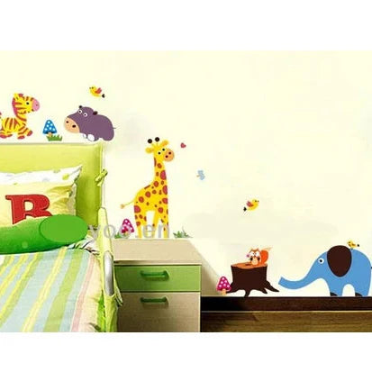 Children's Room Decoration Elephant and Cute Animals Wall Sticker size 60x90  zy1211