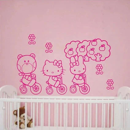Pink Hello Kitty Children's Room Wall Sticker size 60x90 df5072