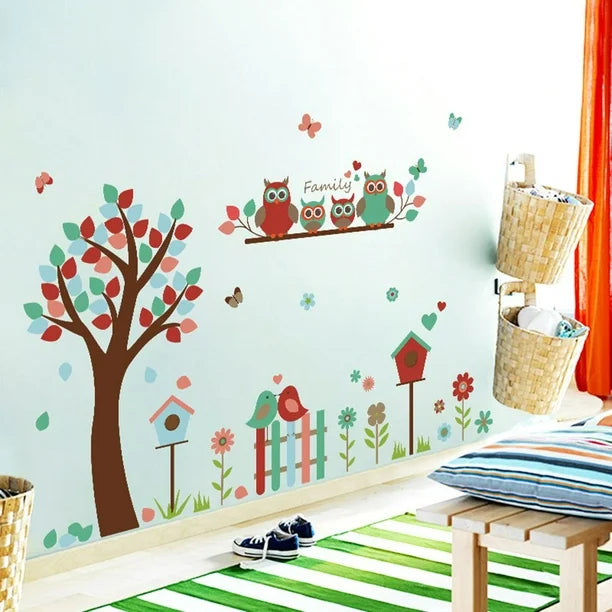 WALL STICKER POHON OWL BIRD BURUNG ANAK KIDS STIKER DINDING SK9162 di opagallery | Tokopedia