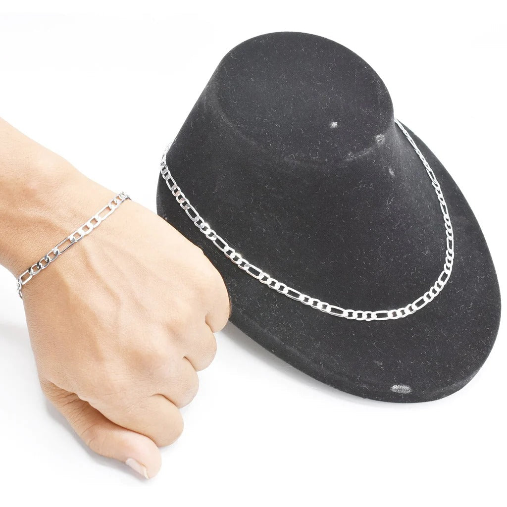 Silver Jewelry Set For Men  Chain Necklace Bracelet Collier Pulseira 2Pcs Costume Jewelery Set