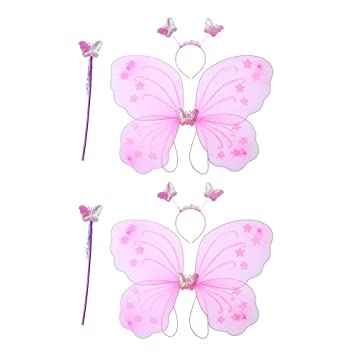 3pcs/Set Butterfly Wing Wand Headband Kids Fairy Princess Girls  wgfrpke2k-4