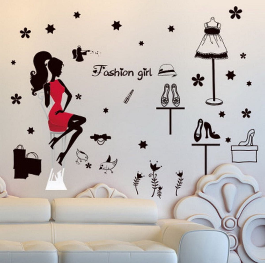 Wall stickers, fashion, beauty, stylish wallpaper, monochrome, makeover size 50x70 xls7212