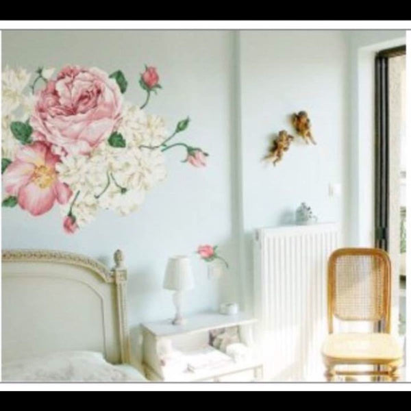 Wall stickers, decals, roses, flowers, flower garden, large flowers, white flowers, white flowers, floral decor, interior decoration, mood change, bouquet nice! size50x70  dm570098