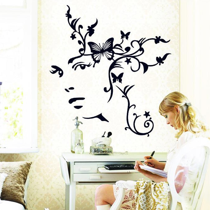 Wallstiker Dinding Siluet Gadis Bunga AY9118 Wall Sticker Kamar Tidur Anak Aesthetic