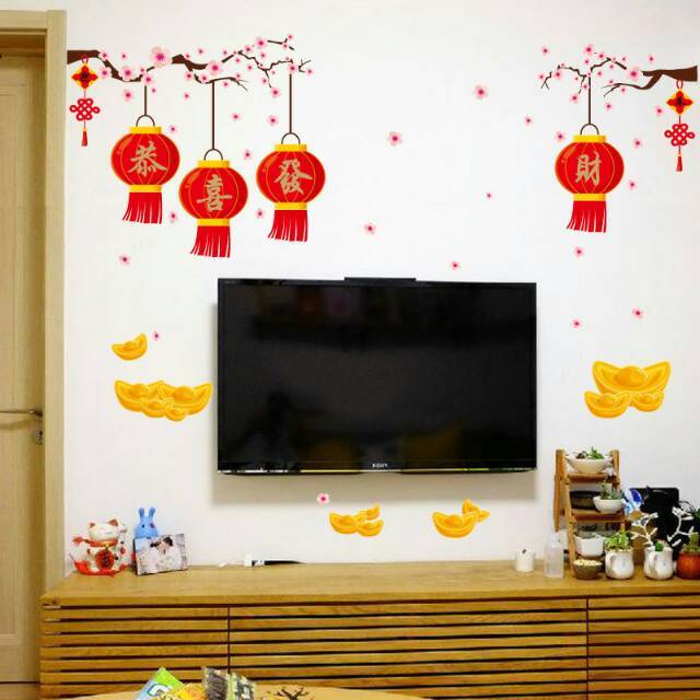 Aura Wall Sticker / Stiker Dinding SAKURA LAMPION LENTERA CHINESE IMLEK Hiasan Dinding SK9160