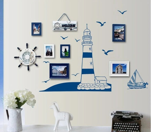 Lighthouse, Boat Wall Decal, Nautical Stickers, Ocean, Seaside, Seashore, Living Room,