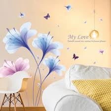 METH FLOWER SHABBY WALL STIKER  Kids Room Bedroom TV Background Decoration WallStickers XL8262 Size: 60X90