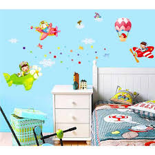 Chaklii Air Flight Wall Sticker Home Decor Cartoon Airplane Balloon Home Decoration Room Decals Wall Art Sticker Wallpaper AY1908