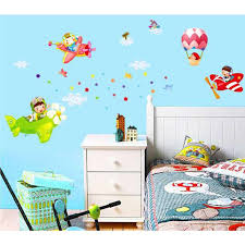 Chaklii Air Flight Wall Sticker Home Decor Cartoon Airplane Balloon Home Decoration Room Decals Wall Art Sticker Wallpaper AY1908