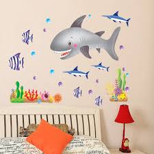 Wall Stickers Cartoon Big Shark Modern Children Bedroom Kindergarten Background Decoration size 50x70  dm570139