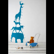 Growing Up with Friends: Blue Animal Tower Wall Decal  Reach for the Sky: Animal Stack Growth Chart  The Friendly Zoo: Kids' Height Measurement Sticker nc039 size (60x90)