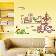 ren Empower Multicolor A Little Charming Girl Riding on Her Bike Large Wall Sticker Ay7085