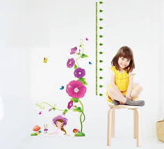 OneHouse Morning Glory Purple Flowers Little Children Measurement Growth Chart (60-180cm) Wall Sticker for Kids Room