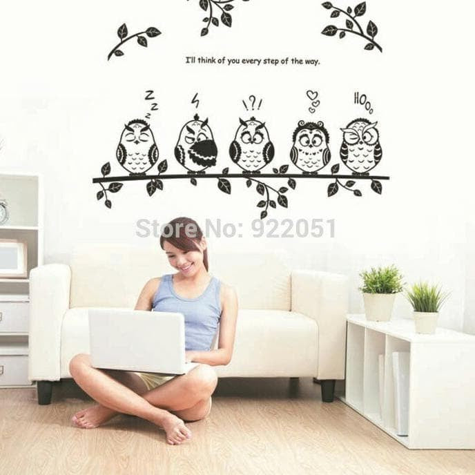 Wall Sticker 50X70 Jm8353 Black Owl N Twings