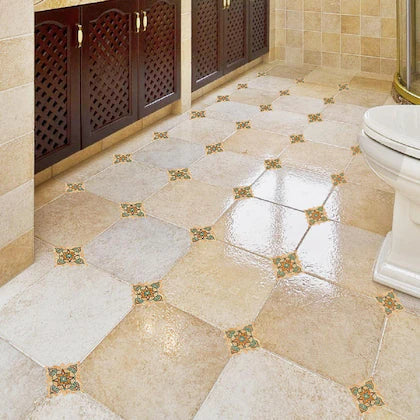 Sk34010 Jaamso Royals Multicolor PVC Vinyl Ceramic Self Adhesive Flooring Sticker Medium ( 45 CM X 34 CM )