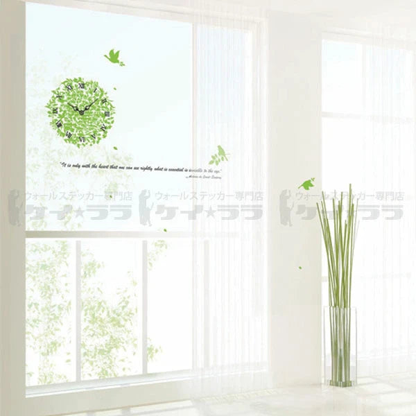 Leaf Clock and Bird wall sticker  size 50x70 dm570005